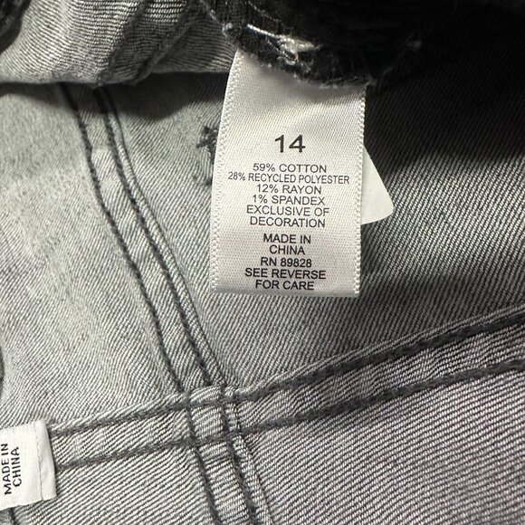 LOGO by Lori Goldstein Smiley World Womens 14 Patchwork Grey Wash Jeans Straight - Picture 8 of 16